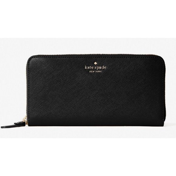 New Kate Spade Laurel Way Neda Large Wallet Saffiano Leather Black - Picture 1 of 3
